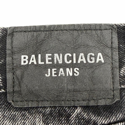Balenciaga Cotton 100% Logo Patch Denim Shorts Black 34 Recommended — view 6