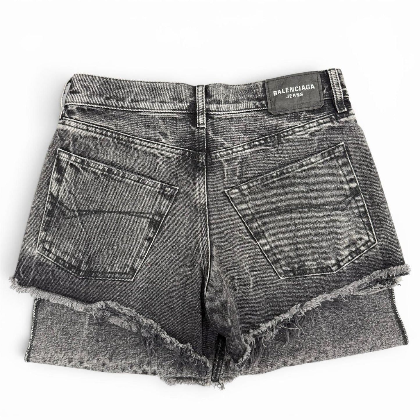 Balenciaga Cotton 100% Logo Patch Denim Shorts Black 34 Recommended — view 2