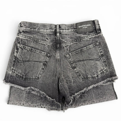 Balenciaga Cotton 100% Logo Patch Denim Shorts Black 34 Recommended — view 2