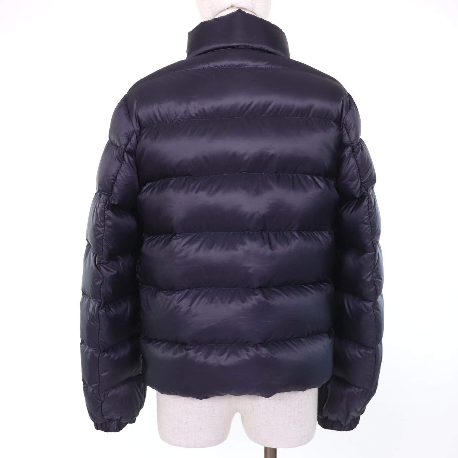 Moncler Servieres Logo Patch Hooded Kids Down Jacket Navy — view 3