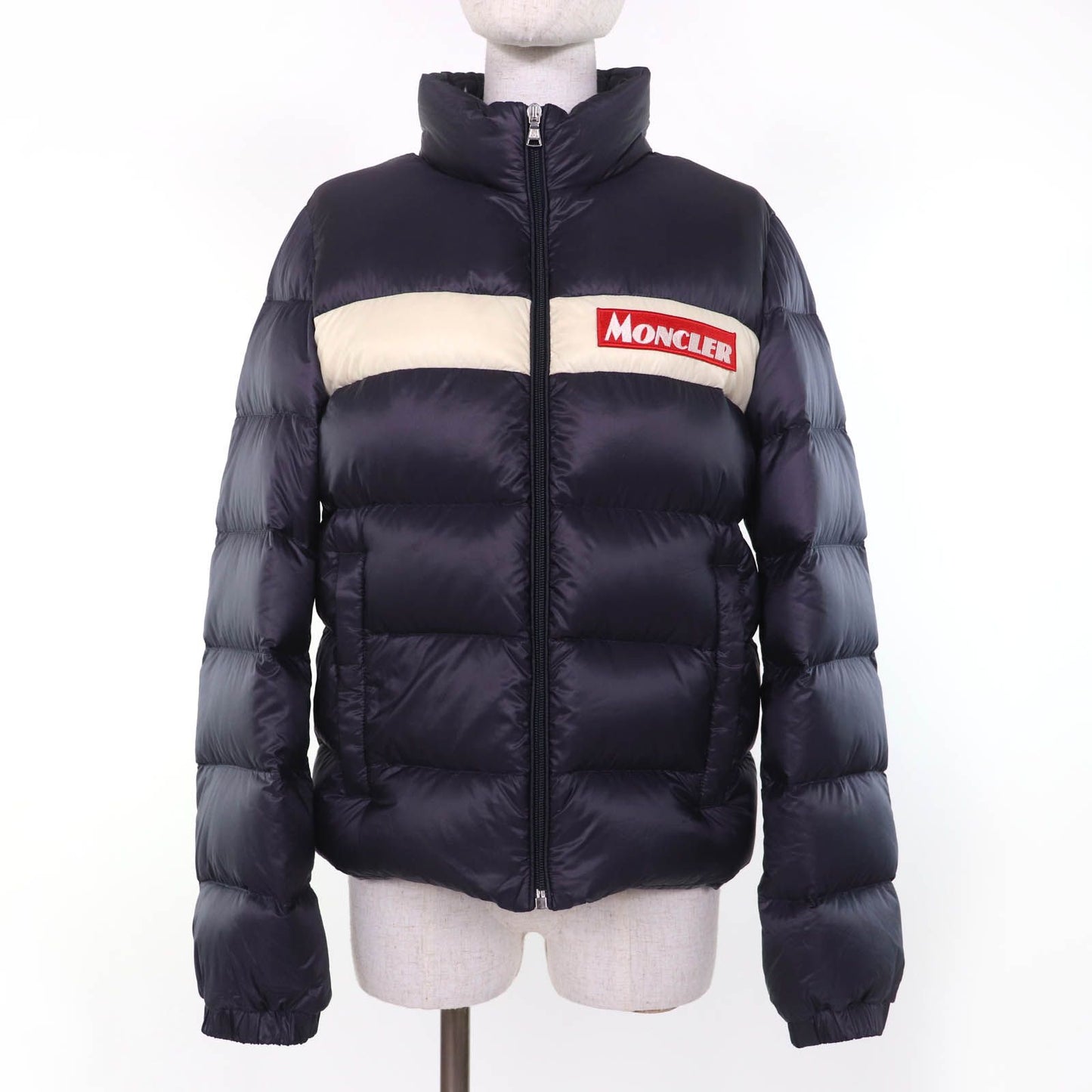 Moncler Servieres Logo Patch Hooded Kids Down Jacket Navy
