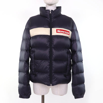 Moncler Servieres Logo Patch Hooded Kids Down Jacket Navy