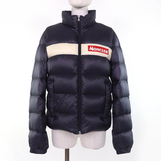 Moncler Servieres Logo Patch Hooded Kids Down Jacket Navy