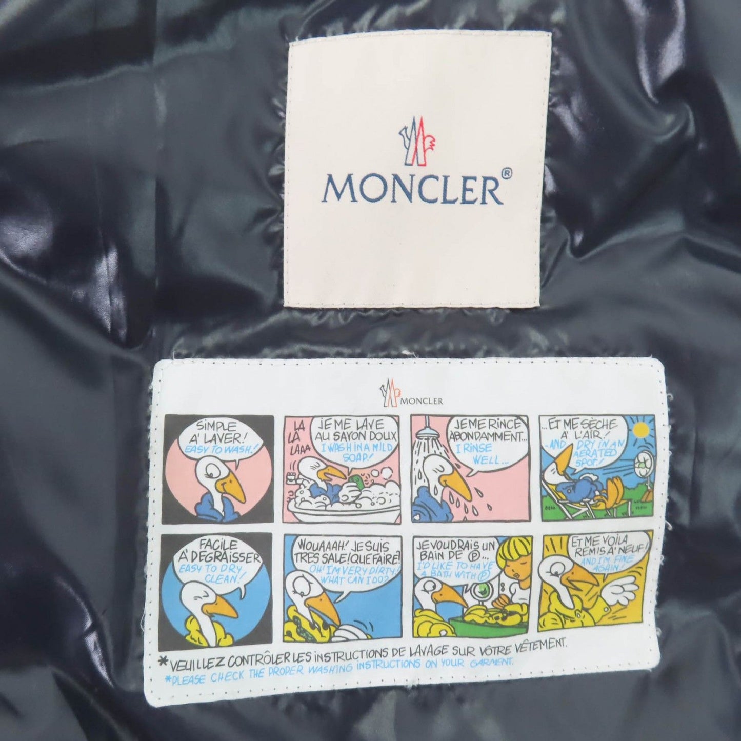 Moncler Servieres Logo Patch Hooded Kids Down Jacket Navy — view 8