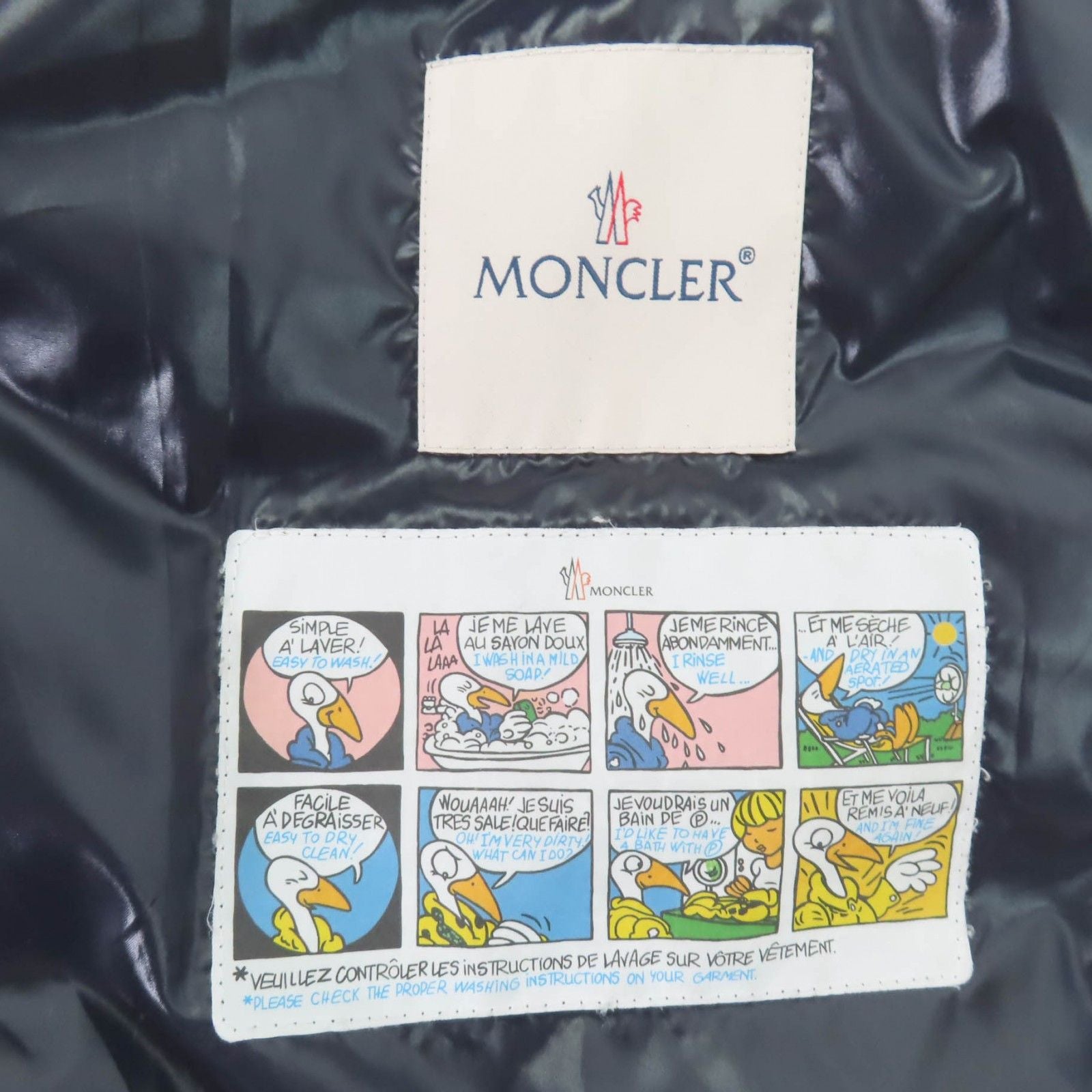 Moncler Servieres Logo Patch Hooded Kids Down Jacket Navy — view 8
