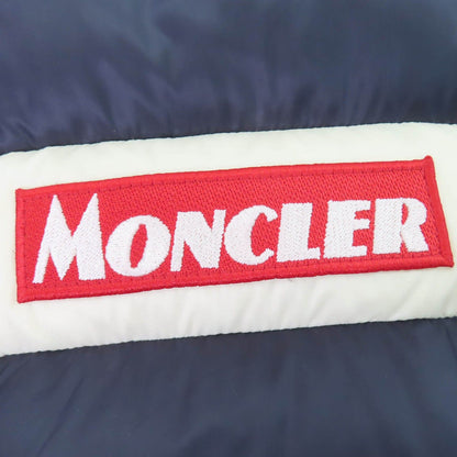 Moncler Servieres Logo Patch Hooded Kids Down Jacket Navy — view 6