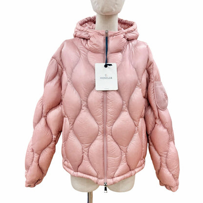 Moncler Anthon Logo Patch with Hood Down Jacket Pink 0 Hanger