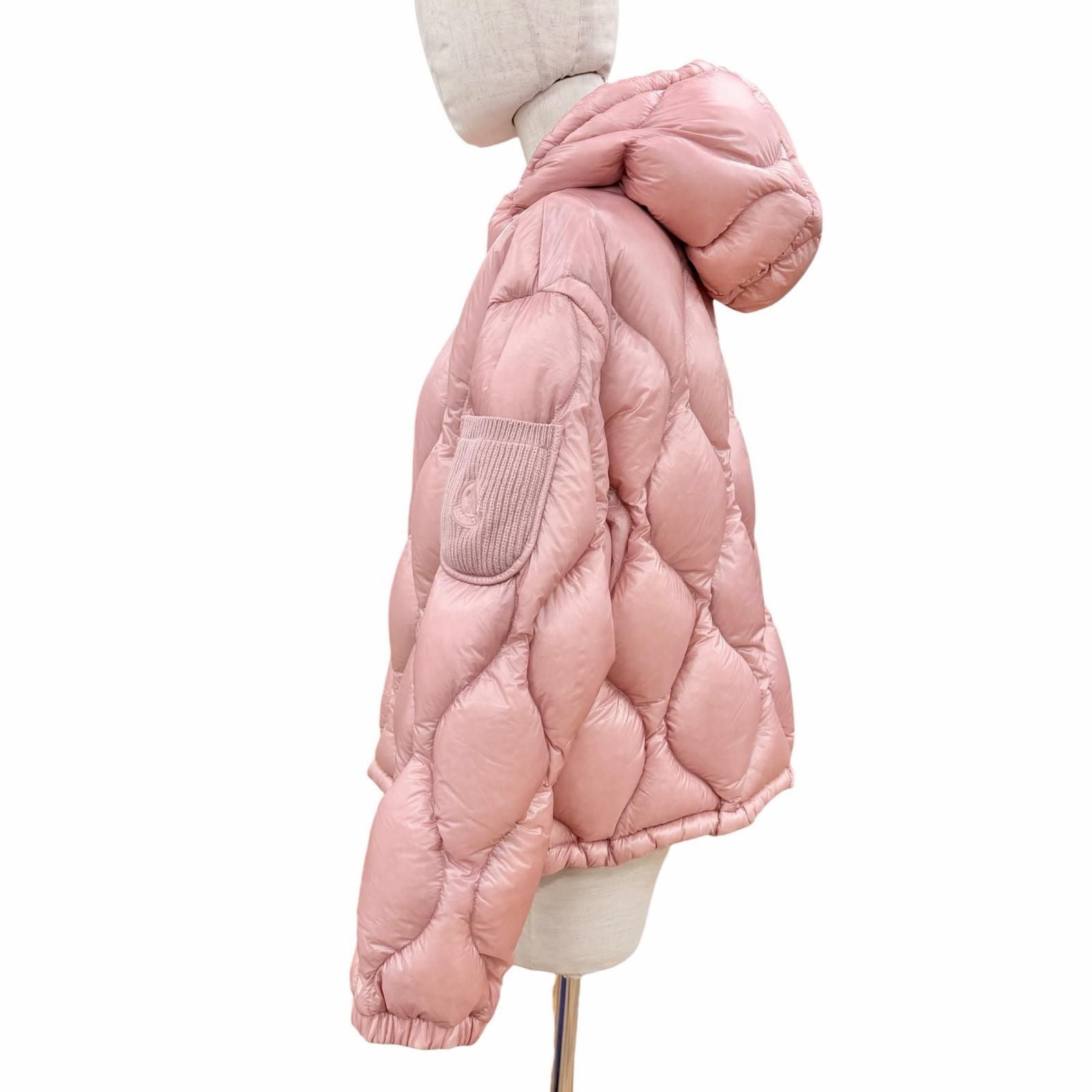 Moncler Anthon Logo Patch with Hood Down Jacket Pink 0 Hanger — view 2