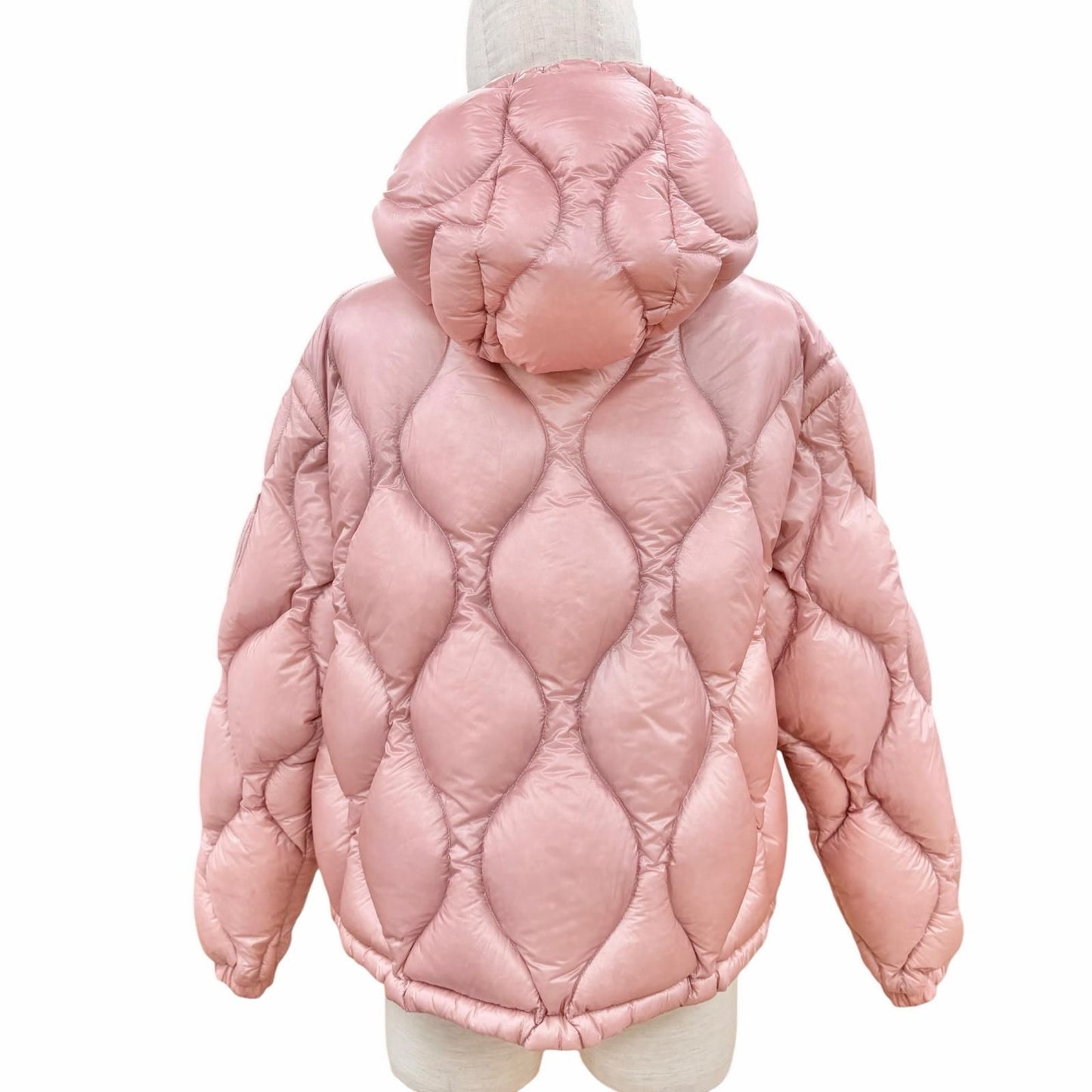 Moncler Anthon Logo Patch with Hood Down Jacket Pink 0 Hanger — view 3