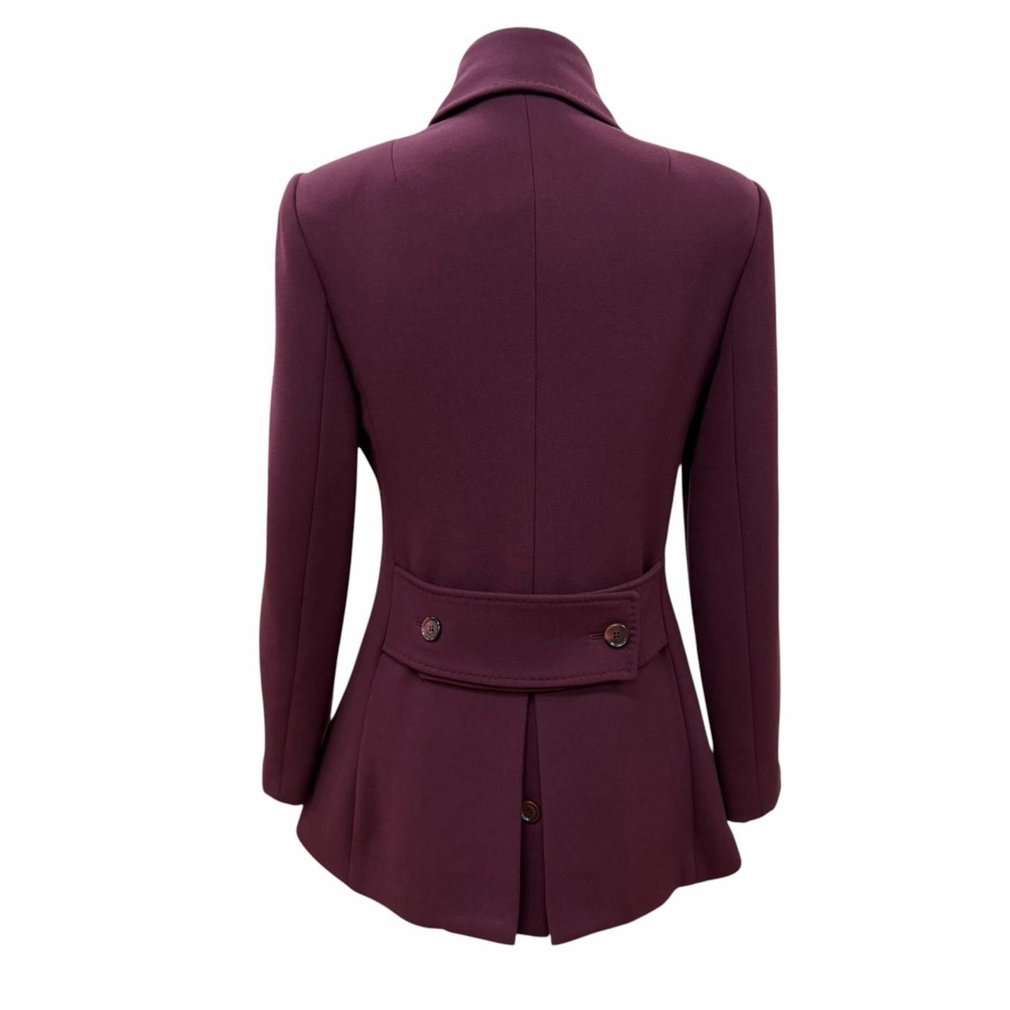 Dolce & Gabbana Virgin Wool Lining Leopard Logo Button Short Coat Wine Red 38 — view 3