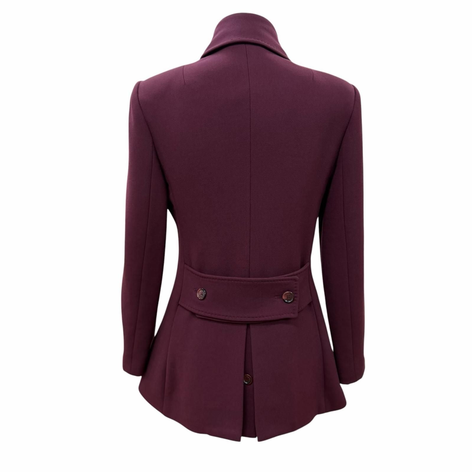 Dolce & Gabbana Virgin Wool Lining Leopard Logo Button Short Coat Wine Red 38 — view 3