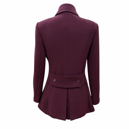 Dolce & Gabbana Virgin Wool Lining Leopard Logo Button Short Coat Wine Red 38 — view 3