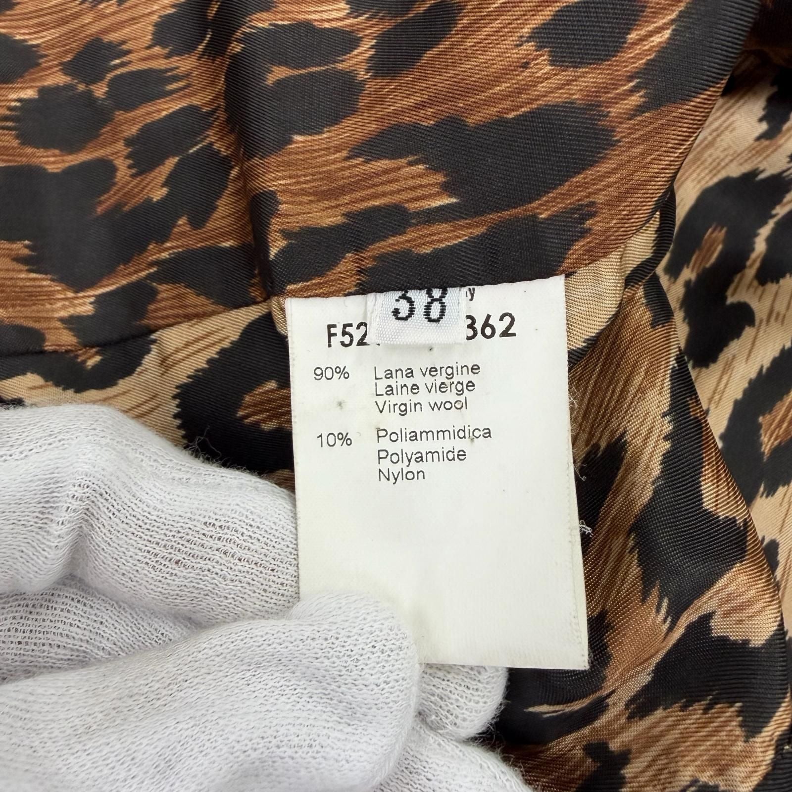 Dolce & Gabbana Virgin Wool Lining Leopard Logo Button Short Coat Wine Red 38 — view 8