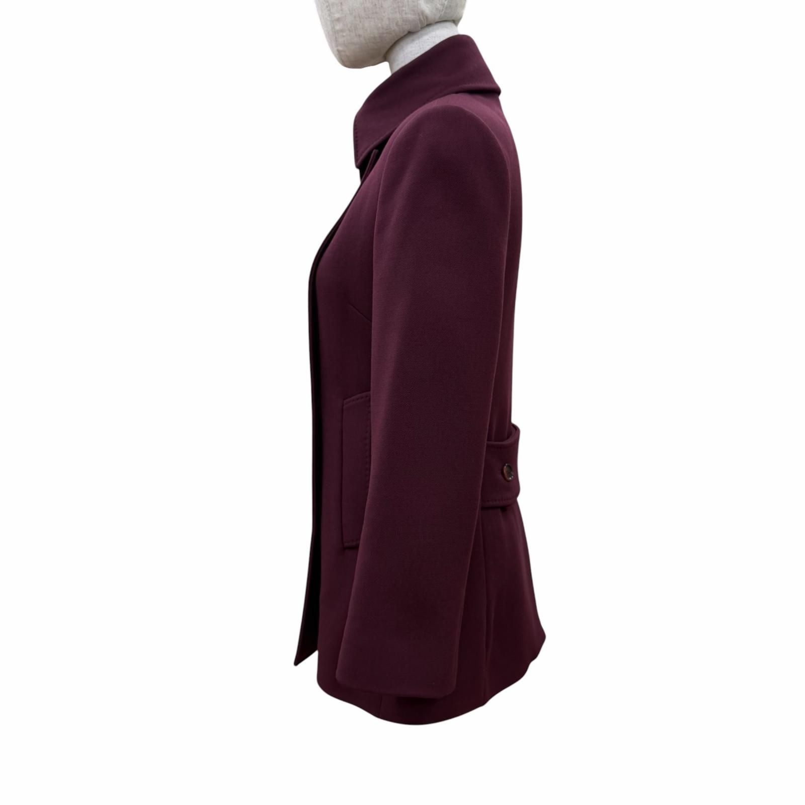 Dolce & Gabbana Virgin Wool Lining Leopard Logo Button Short Coat Wine Red 38 — view 2