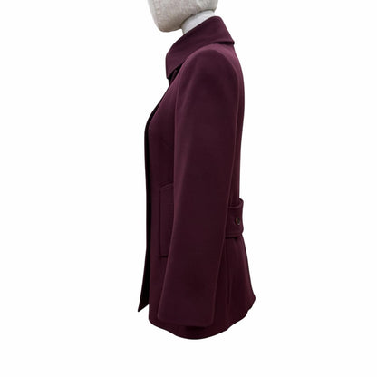 Dolce & Gabbana Virgin Wool Lining Leopard Logo Button Short Coat Wine Red 38 — view 2