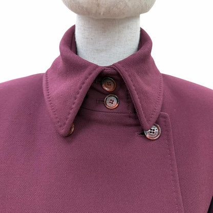 Dolce & Gabbana Virgin Wool Lining Leopard Logo Button Short Coat Wine Red 38 — view 4