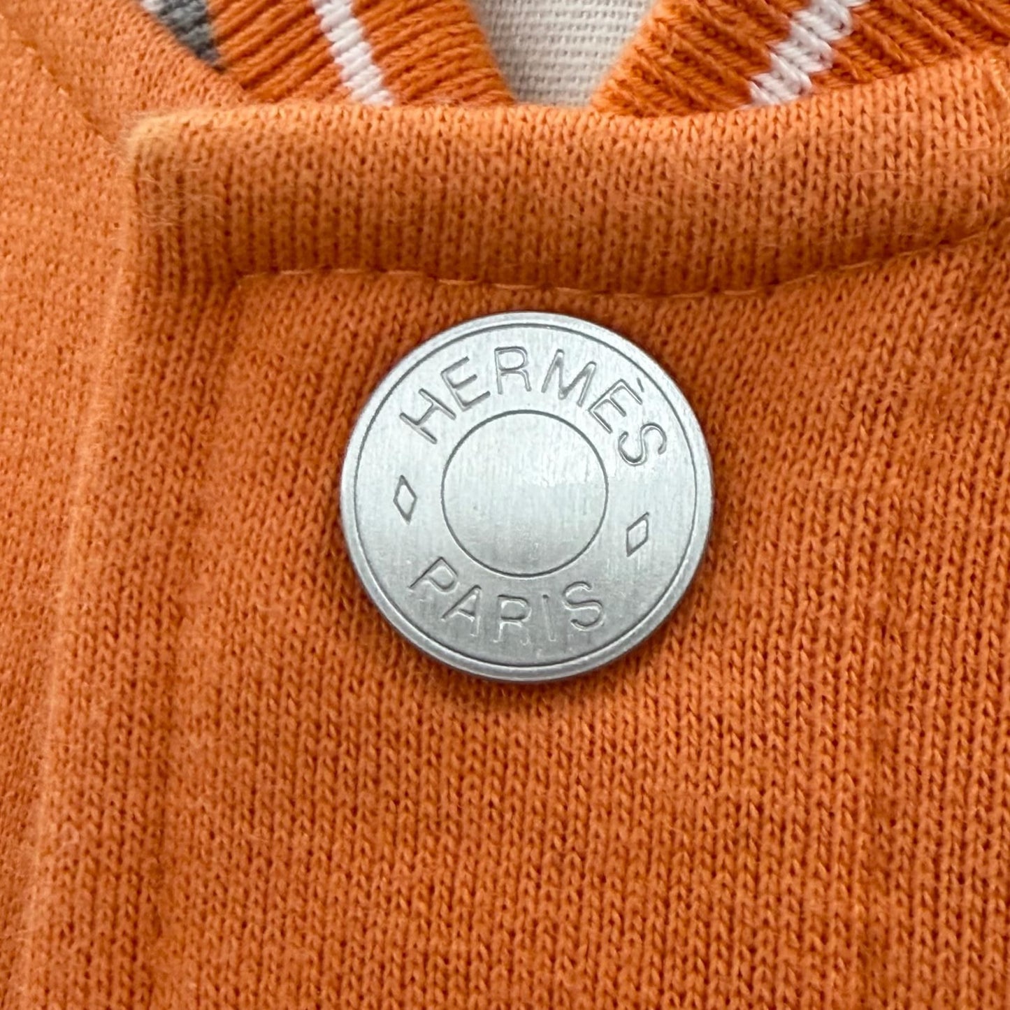 Hermes Cotton 100% Logo Embroidery Series Button Brushed Lining Jacket Stadium — view 6