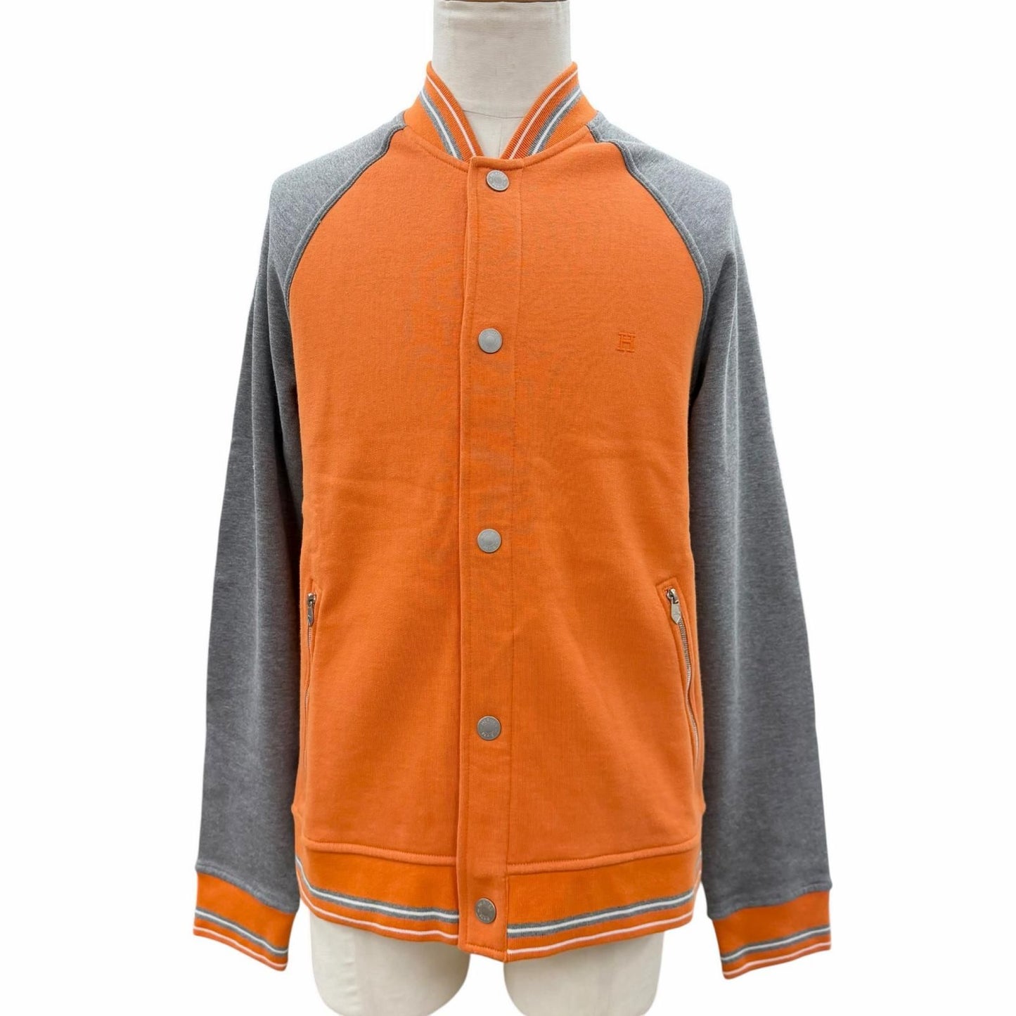 Hermes Cotton 100% Logo Embroidery Series Button Brushed Lining Jacket Stadium