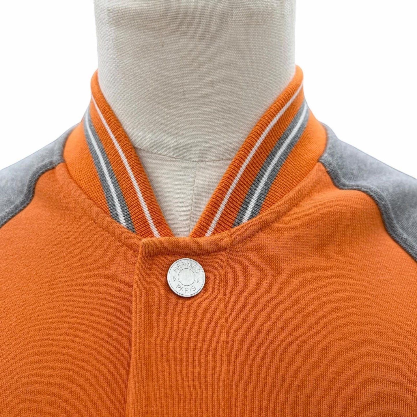 Hermes Cotton 100% Logo Embroidery Series Button Brushed Lining Jacket Stadium — view 2