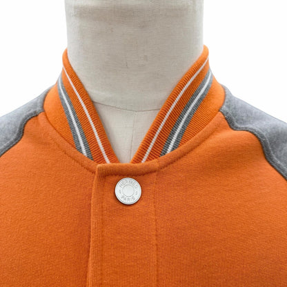 Hermes Cotton 100% Logo Embroidery Series Button Brushed Lining Jacket Stadium — view 2