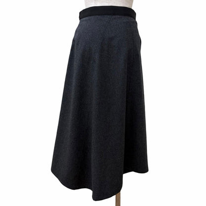 Loewe Wool Cashmere Blend Logo Asymmetric Skirt Charcoal Gray 34 — view 4