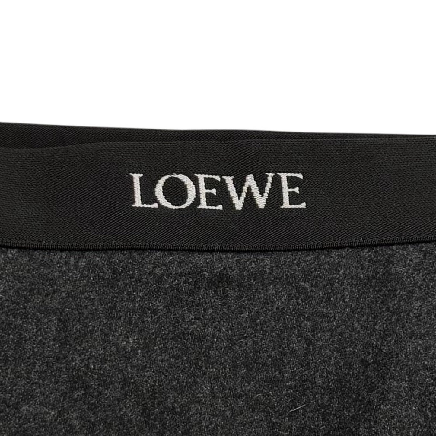 Loewe Wool Cashmere Blend Logo Asymmetric Skirt Charcoal Gray 34 — view 6