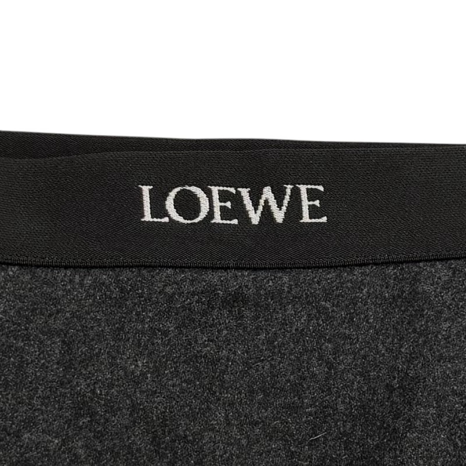 Loewe Wool Cashmere Blend Logo Asymmetric Skirt Charcoal Gray 34 — view 6