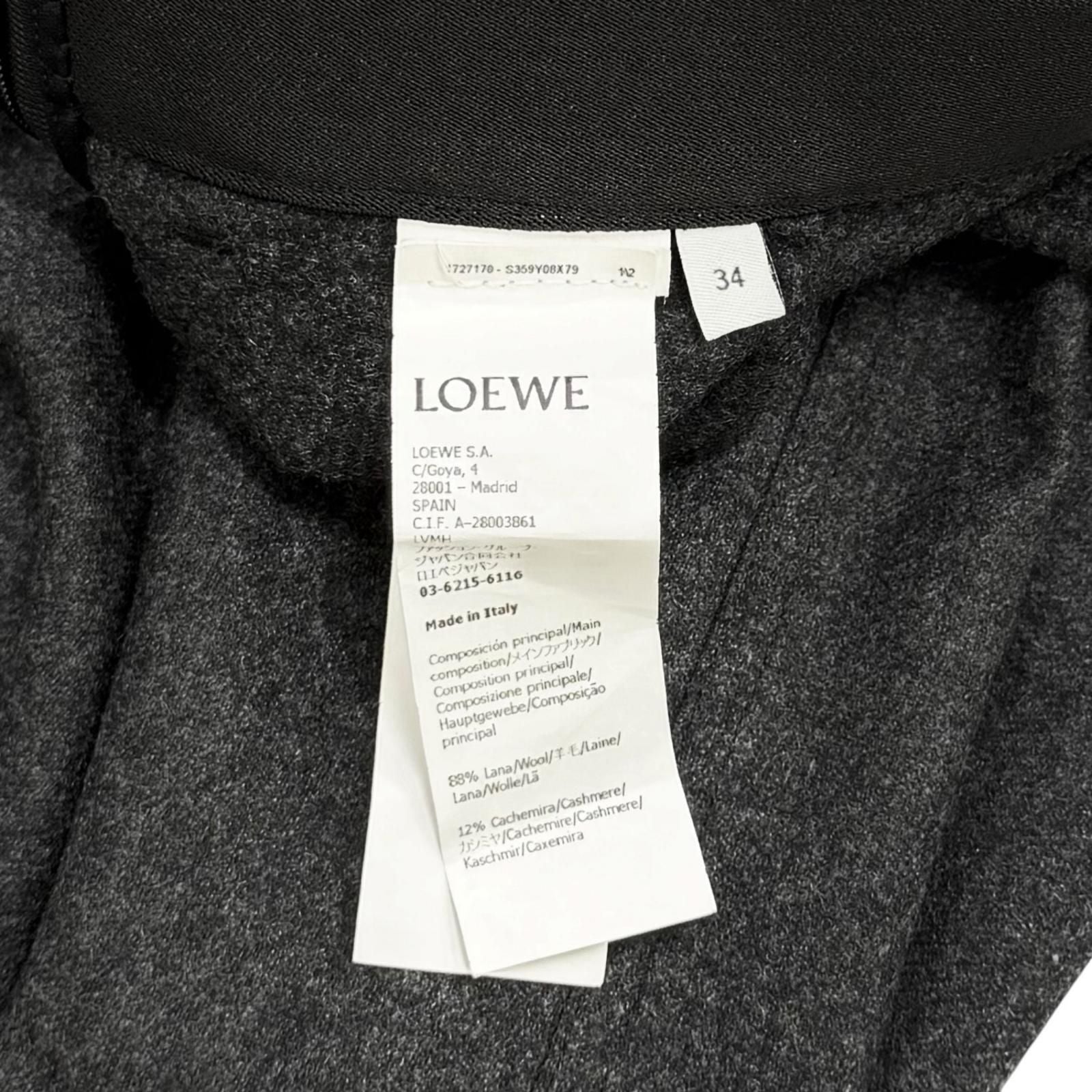 Loewe Wool Cashmere Blend Logo Asymmetric Skirt Charcoal Gray 34 — view 7