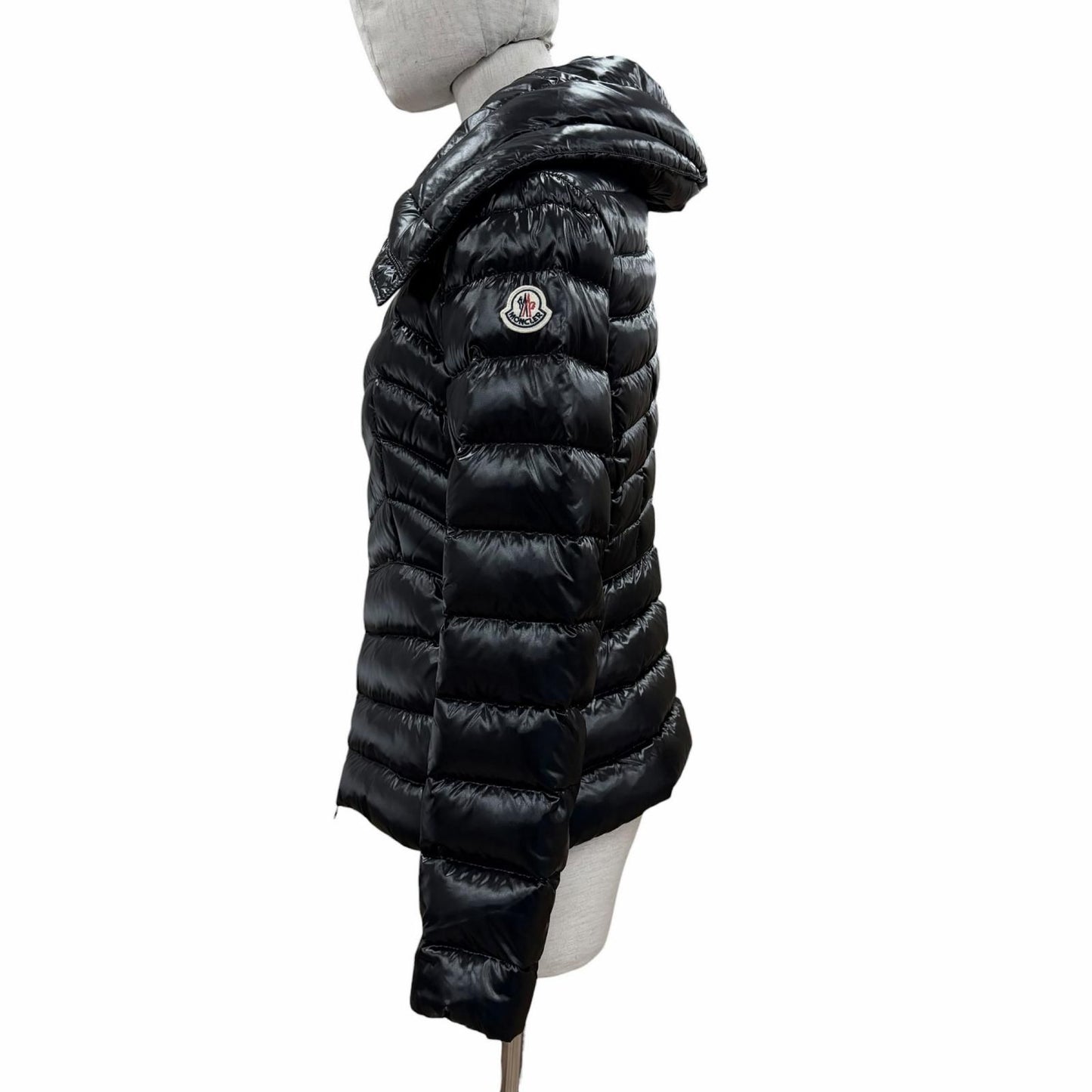 Moncler Auline Double Zip Logo Patch Down Jacket Black 0 — view 2
