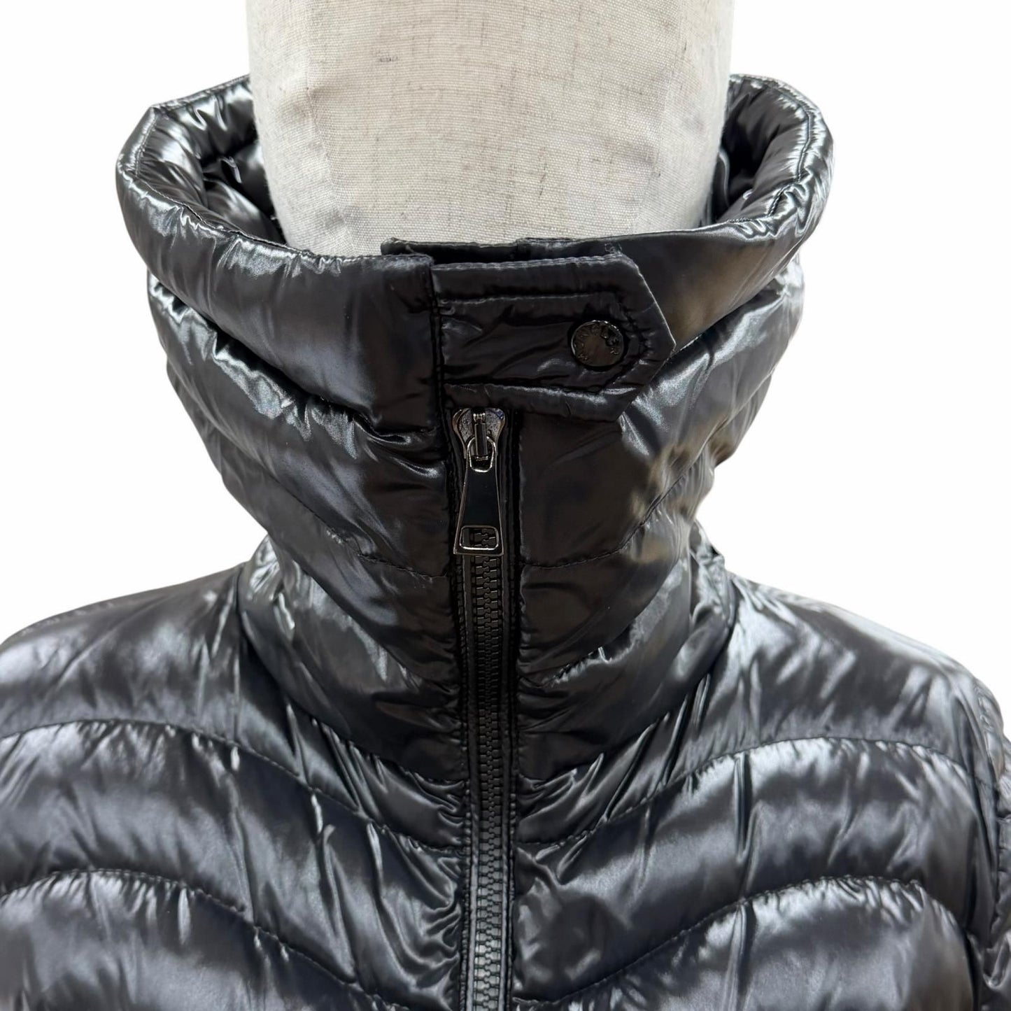 Moncler Auline Double Zip Logo Patch Down Jacket Black 0 — view 4