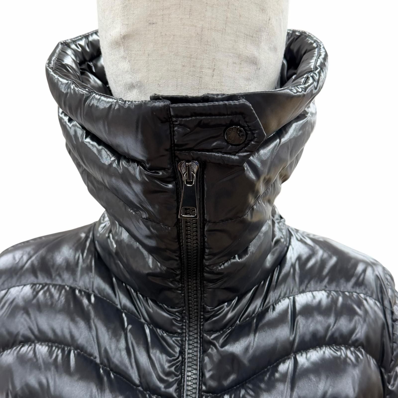 Moncler Auline Double Zip Logo Patch Down Jacket Black 0 — view 4