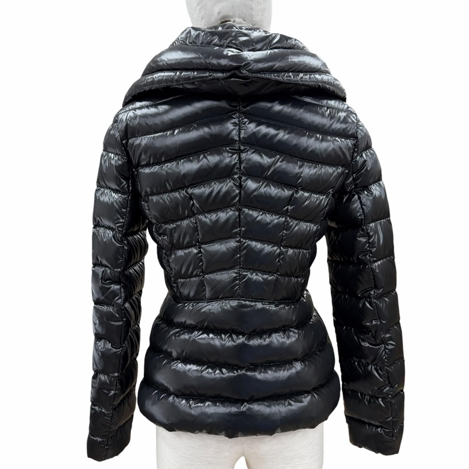 Moncler Auline Double Zip Logo Patch Down Jacket Black 0 — view 3