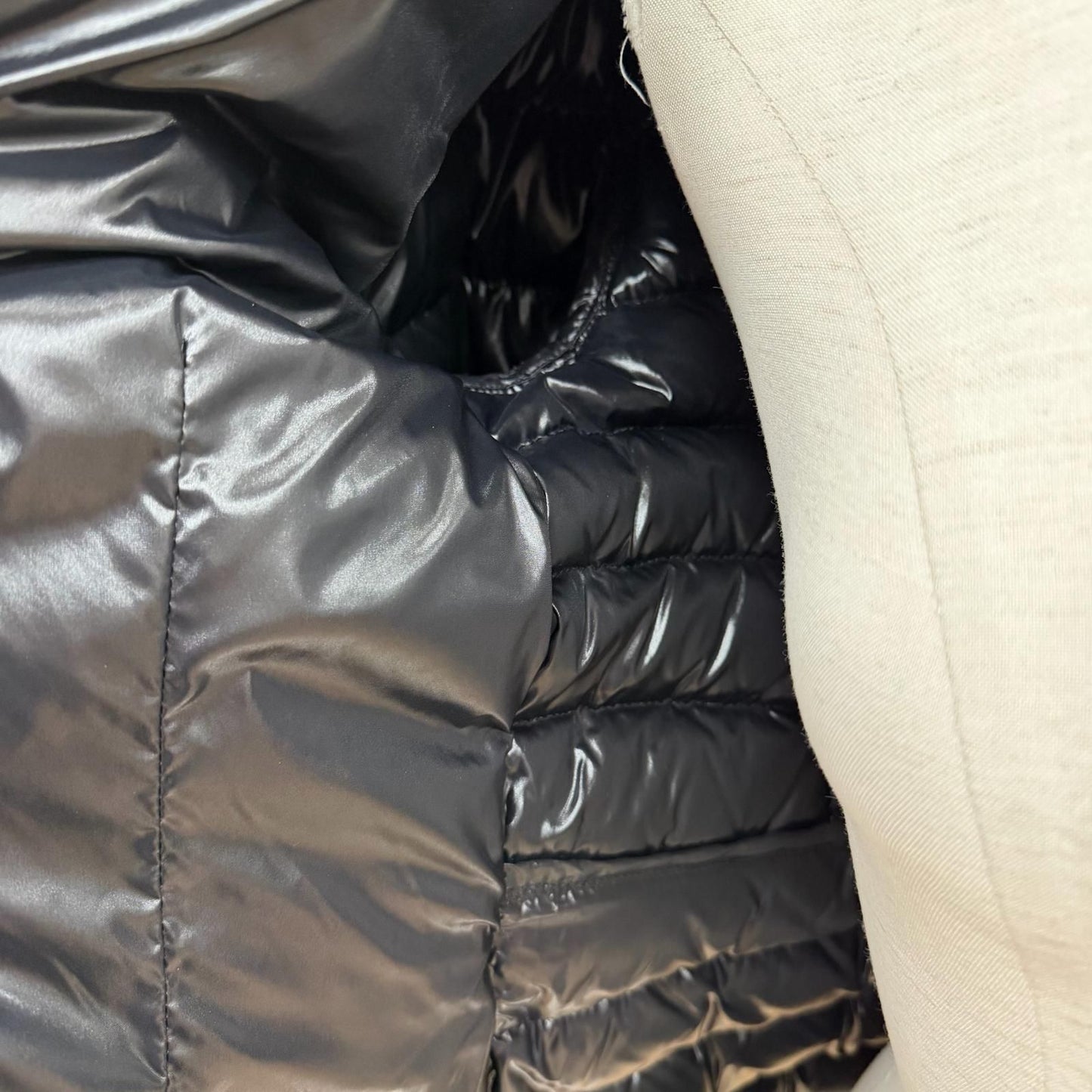 Moncler Auline Double Zip Logo Patch Down Jacket Black 0 — view 5