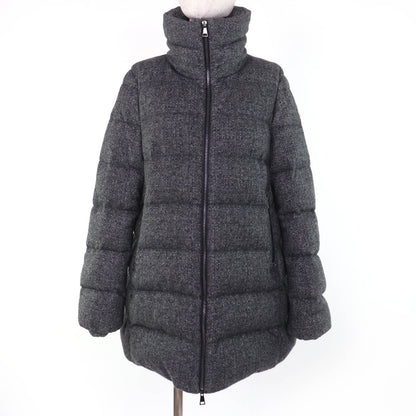 Moncler Torcon Wool Cashmere Logo Patch Down Coat Gray 3 Hanger