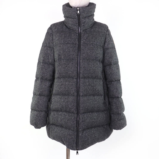 Moncler Torcon Wool Cashmere Logo Patch Down Coat Gray 3 Hanger