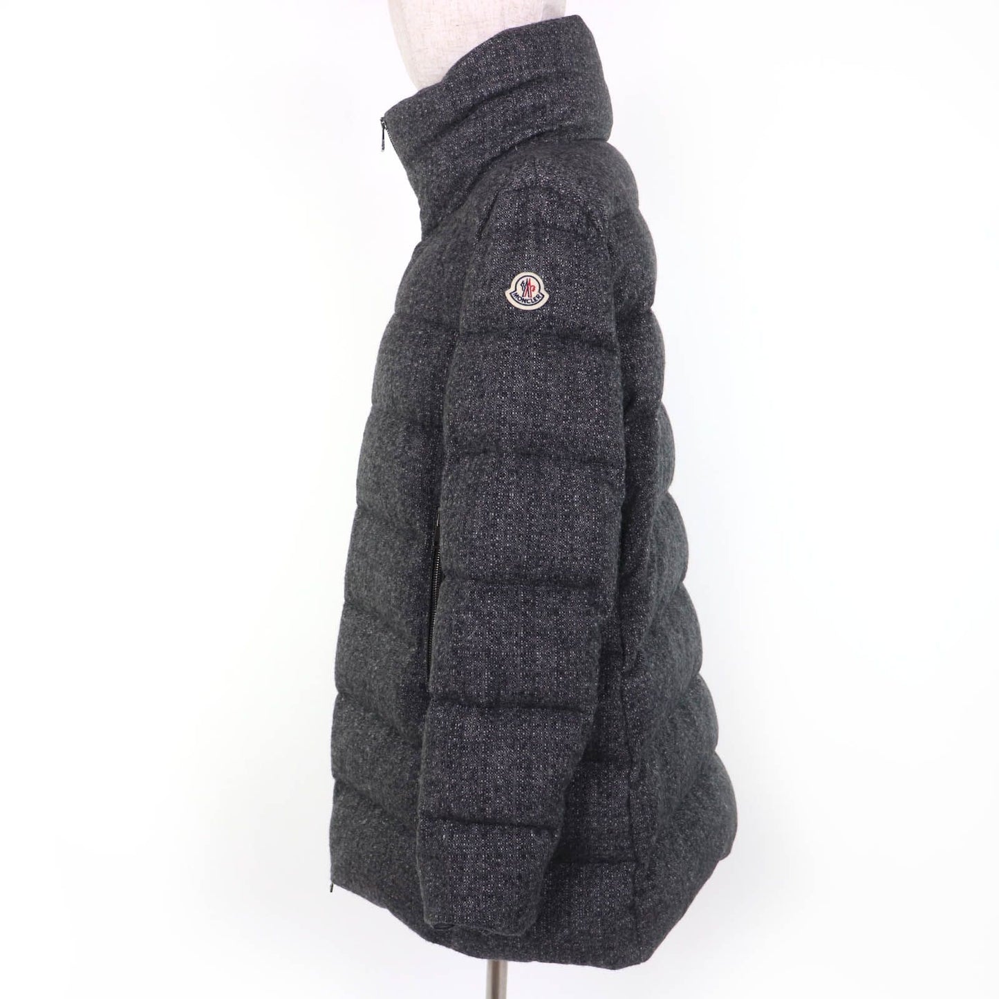 Moncler Torcon Wool Cashmere Logo Patch Down Coat Gray 3 Hanger — view 2