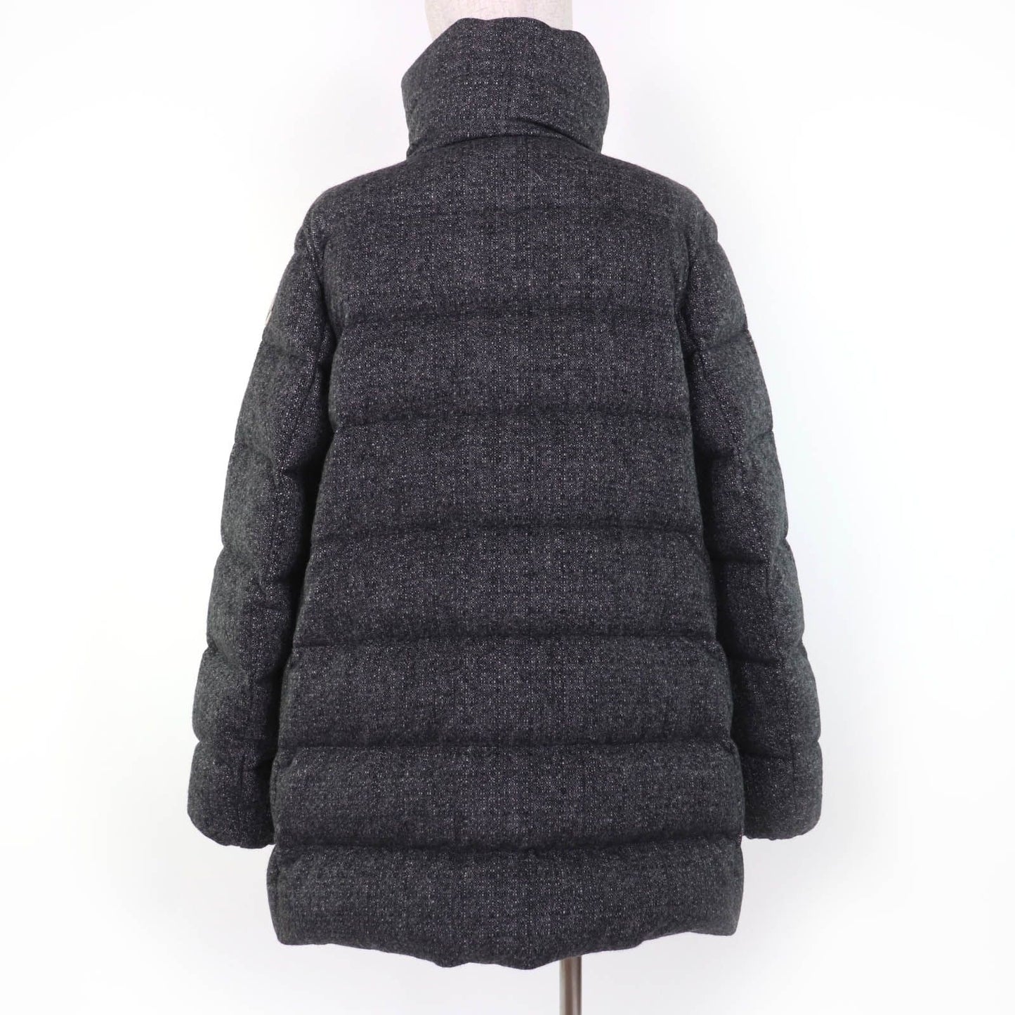 Moncler Torcon Wool Cashmere Logo Patch Down Coat Gray 3 Hanger — view 3