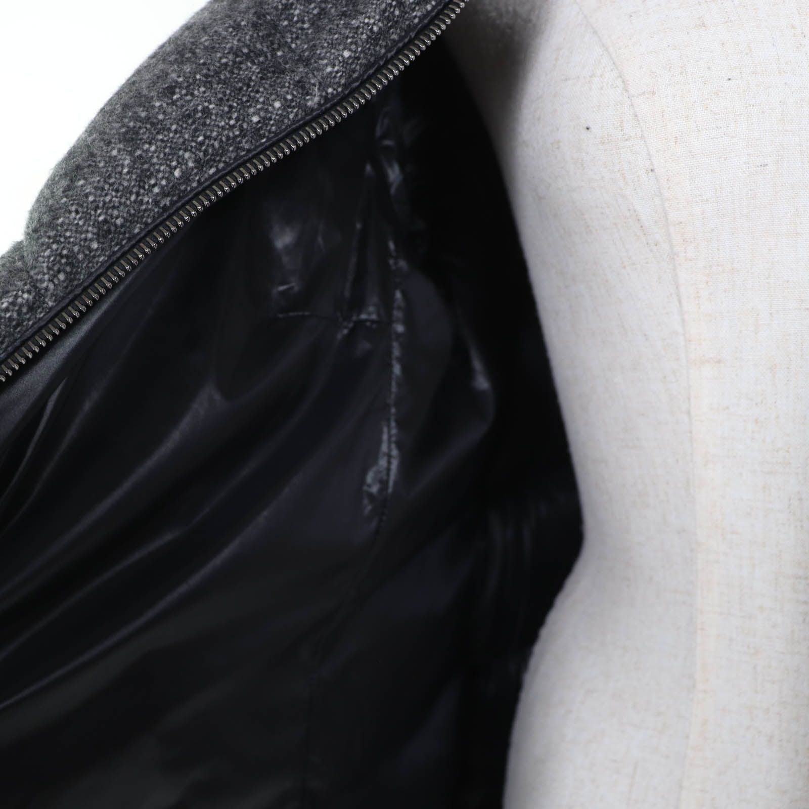 Moncler Torcon Wool Cashmere Logo Patch Down Coat Gray 3 Hanger — view 5