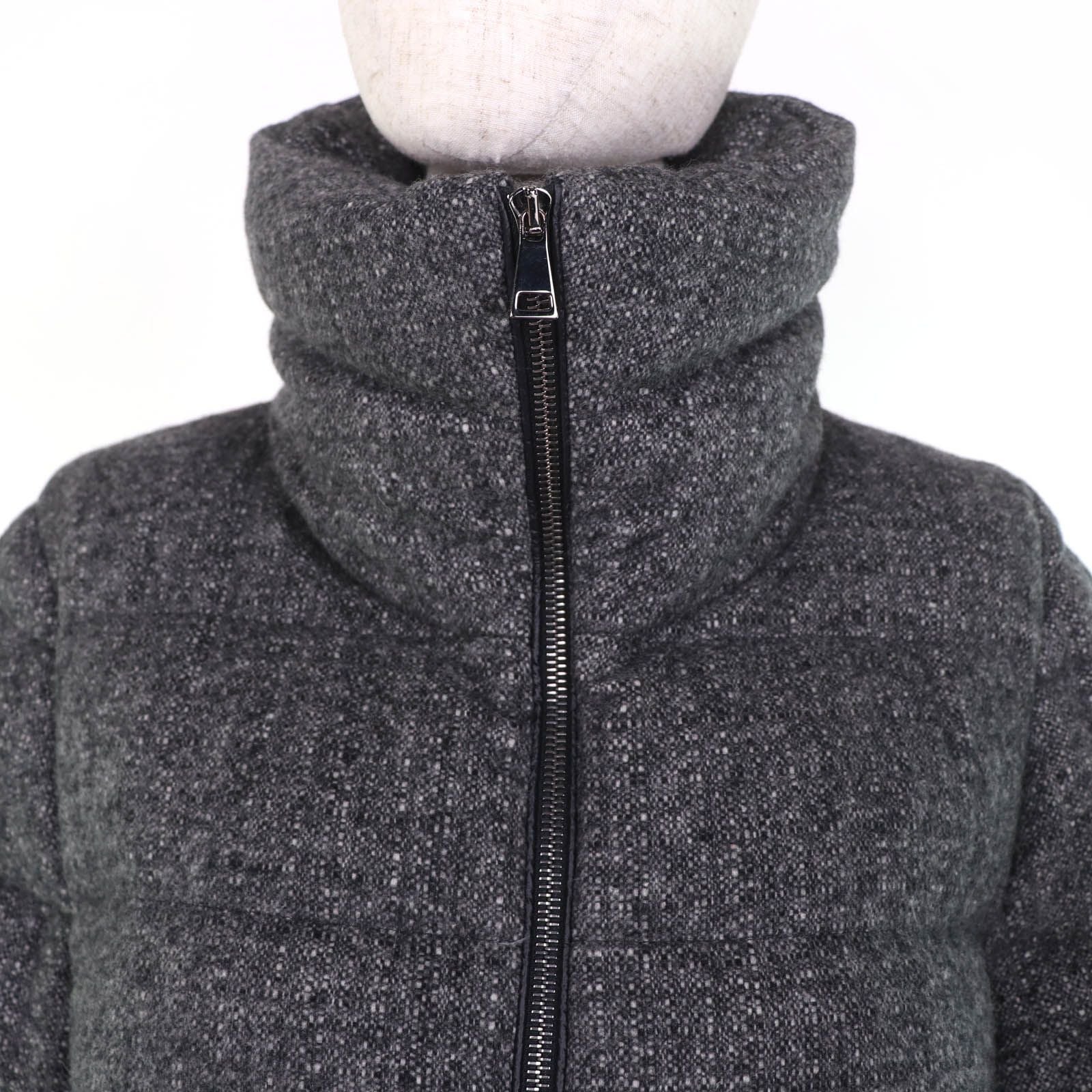 Moncler Torcon Wool Cashmere Logo Patch Down Coat Gray 3 Hanger — view 4