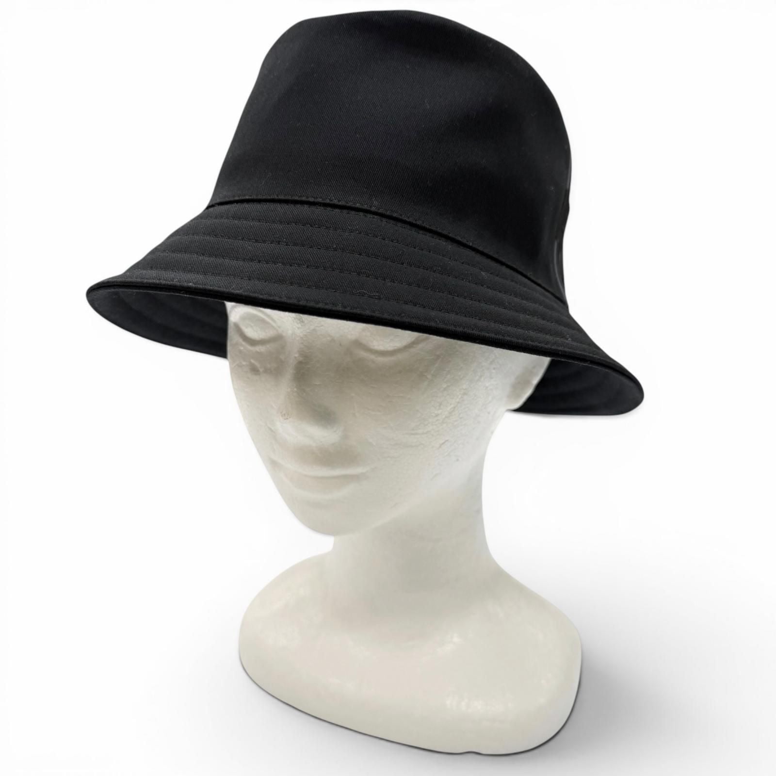 Hermes Cotton 100% Red Striped Hat Bucket Hat Dark Navy 59 — view 3