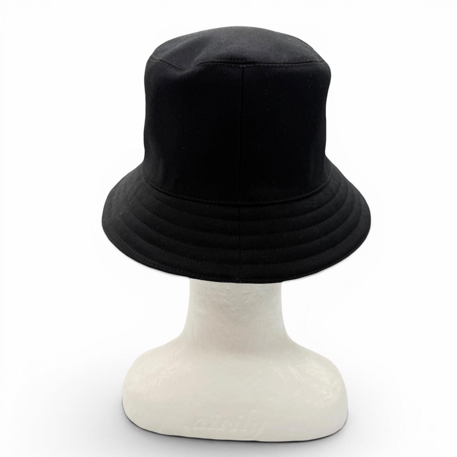 Hermes Cotton 100% Red Striped Hat Bucket Hat Dark Navy 59 — view 5