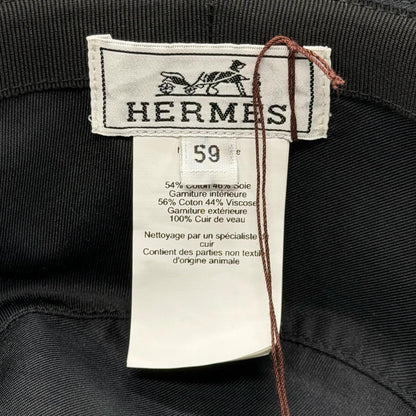 Hermes Cotton 100% Red Striped Hat Bucket Hat Dark Navy 59 — view 9