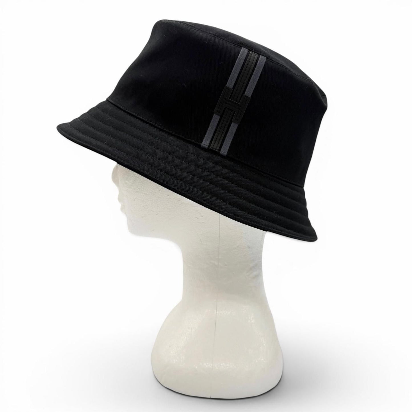 Hermes Cotton 100% Red Striped Hat Bucket Hat Dark Navy 59 — view 4