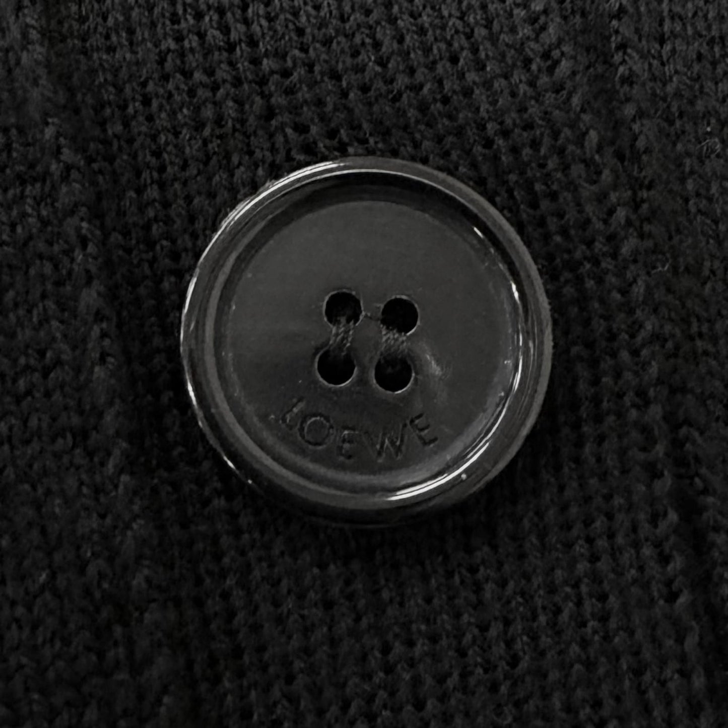 Loewe Wool Anagram Logo Embroidery Lightweight Knit Cardigan Black — view 6
