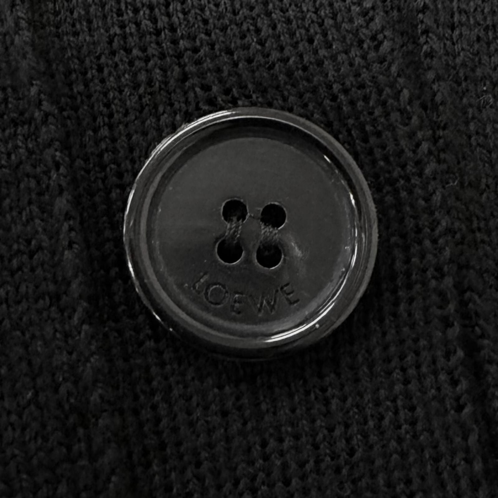 Loewe Wool Anagram Logo Embroidery Lightweight Knit Cardigan Black — view 6