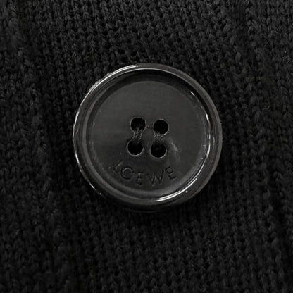 Loewe Wool Anagram Logo Embroidery Lightweight Knit Cardigan Black — view 6
