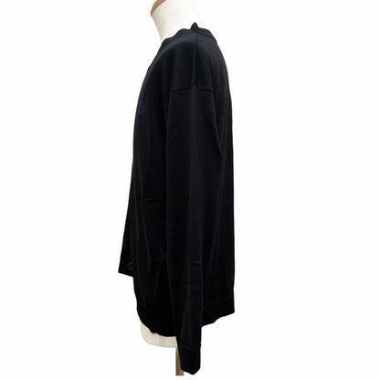 Loewe Wool Anagram Logo Embroidery Lightweight Knit Cardigan Black — view 3