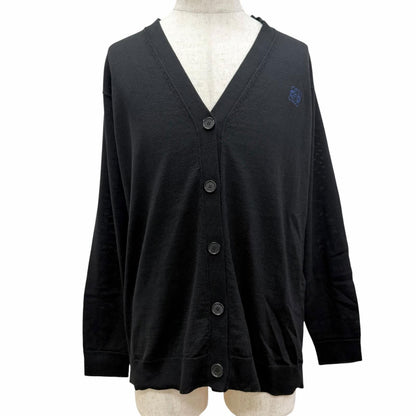 Loewe Wool Anagram Logo Embroidery Lightweight Knit Cardigan Black
