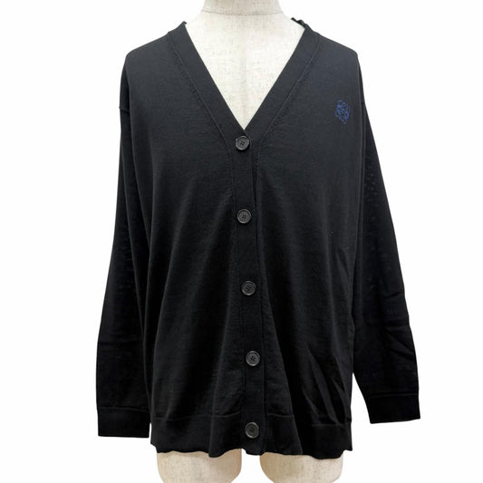 Loewe Wool Anagram Logo Embroidery Lightweight Knit Cardigan Black
