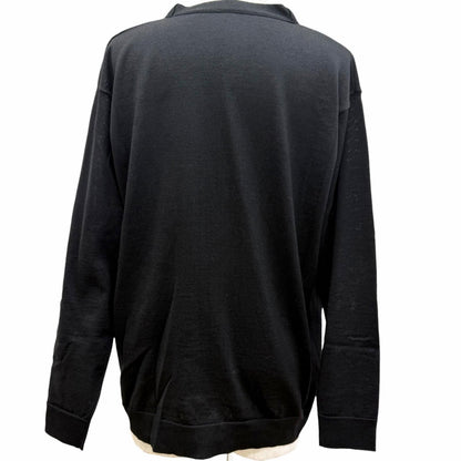 Loewe Wool Anagram Logo Embroidery Lightweight Knit Cardigan Black — view 4